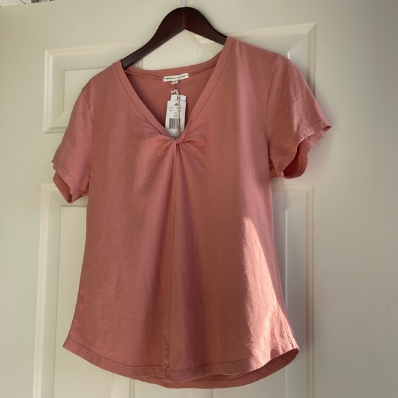 Threads 4 Thought Tops - Sustainable coral aaron twist v-neck knit top